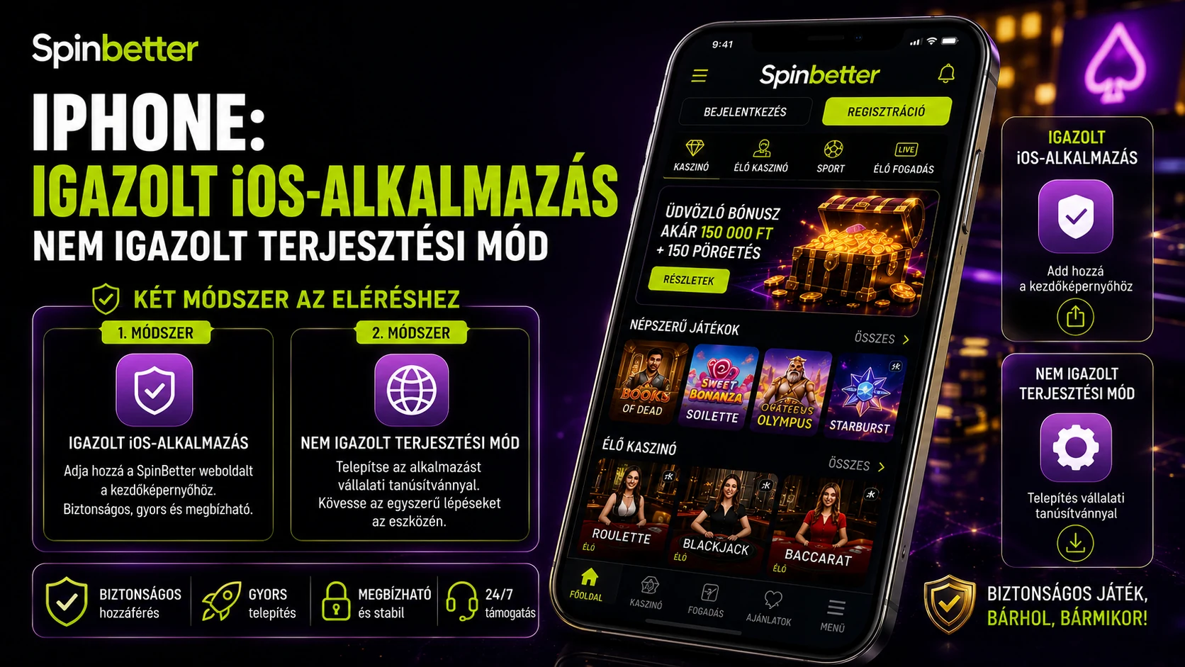 SpinBetter iPhone-on: iOS alkalmazás és a terjesztési mód