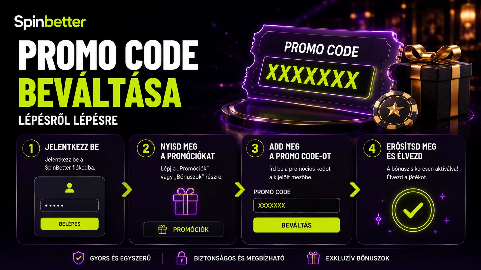 a SpinBetter casino promo code beváltása lépésről lépésre